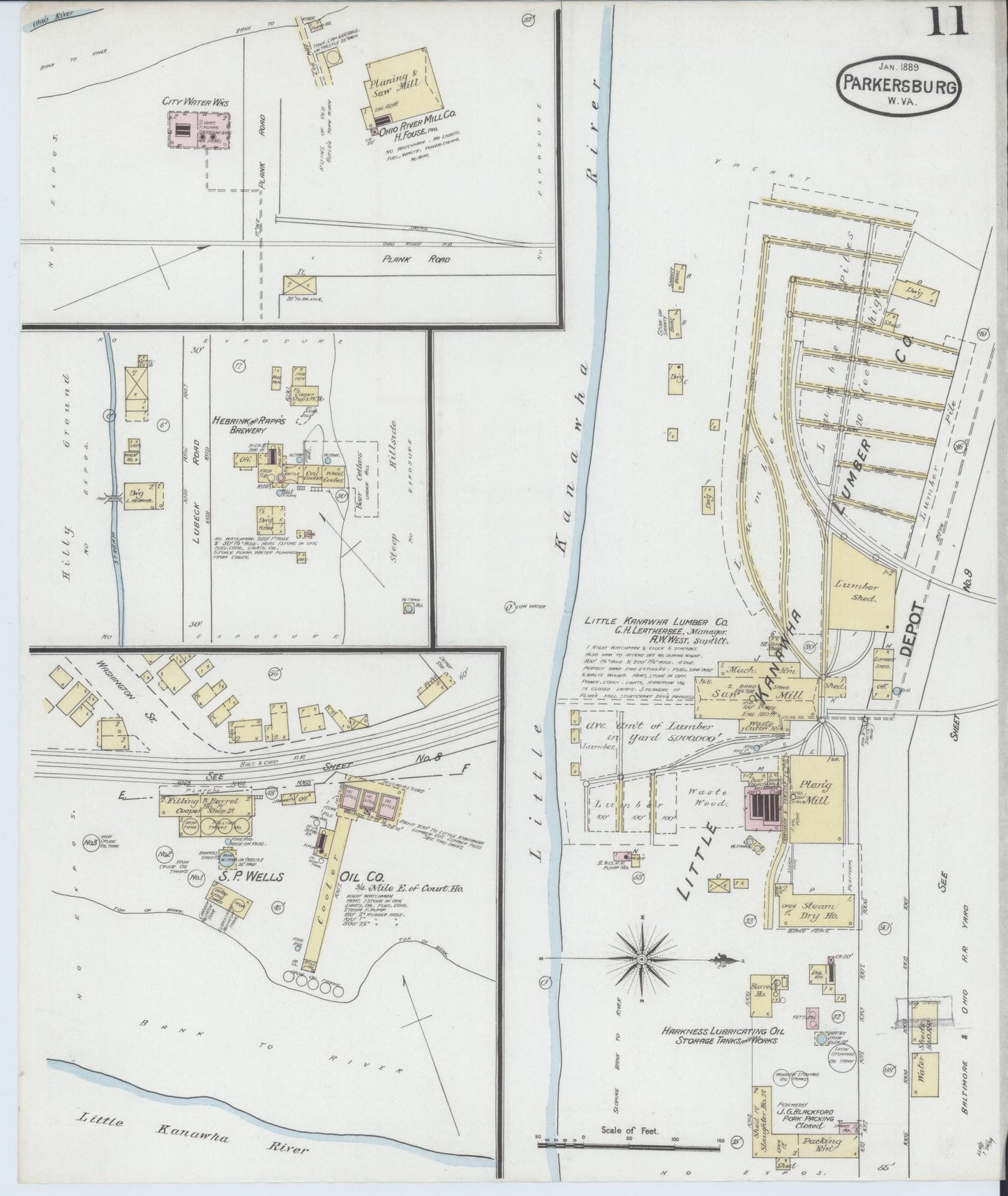 Sanborn Fire Insurance Map from Parkersburg, Wood County, West Virginia (1889), Sheet #0011 - Complete Map Set gallery image, historic Sanborn map, vintage wall art, West Virginia West Virginia