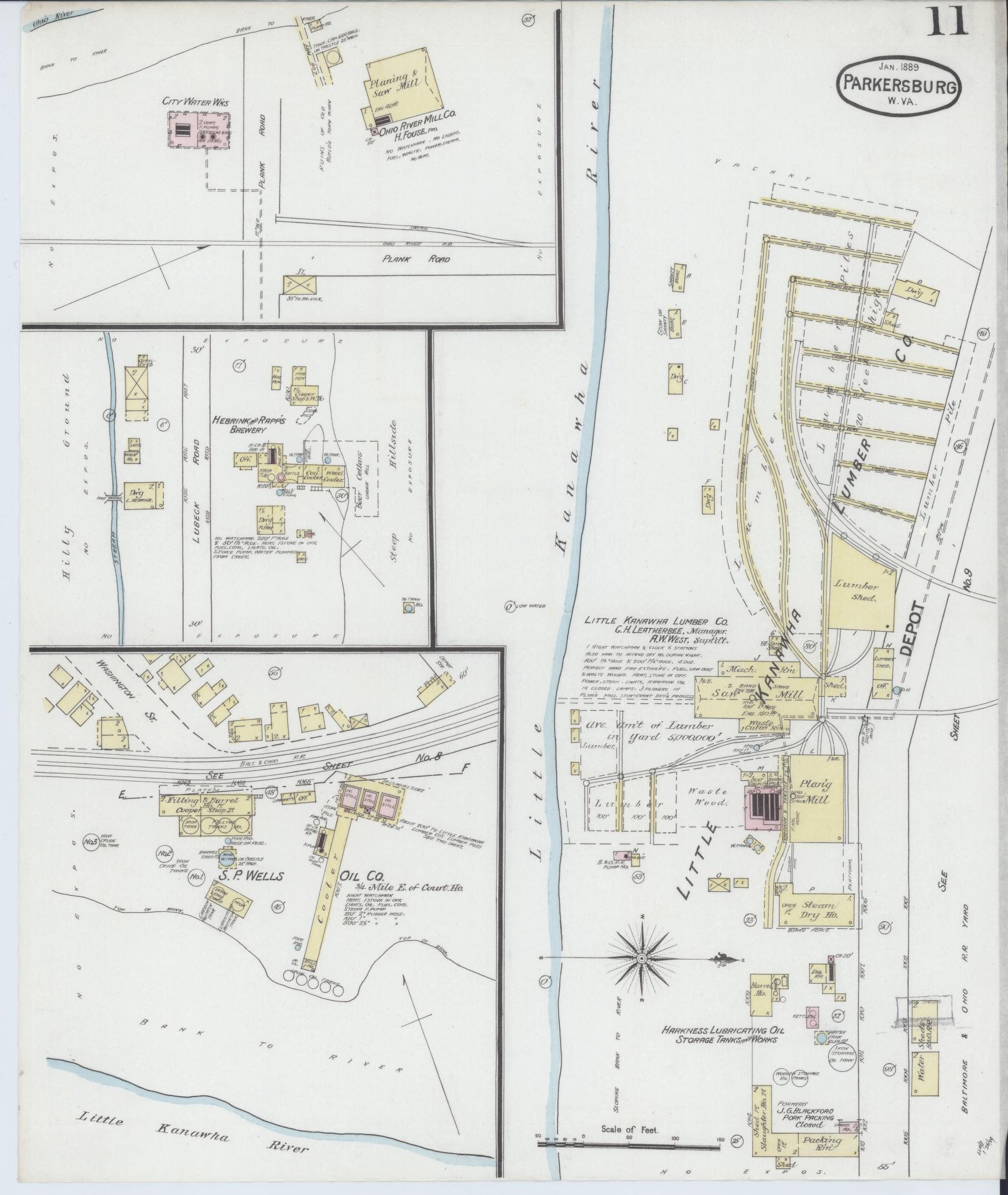 Sanborn Fire Insurance Map from Parkersburg, Wood County, West Virginia (1889), Sheet #0011 - Complete Map Set gallery image, historic Sanborn map, vintage wall art, West Virginia West Virginia