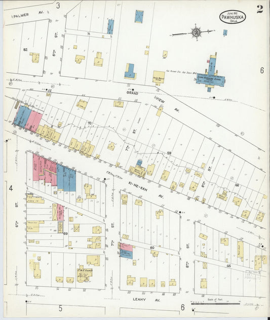 Sanborn Fire Insurance Map from Pawhuska, Osage County, Oklahoma (1912), Sheet #0002 - Historic Sanborn Fire Insurance Map Print, vintage old map wall art, antique decor, genealogy gift, Oklahoma Oklahoma map