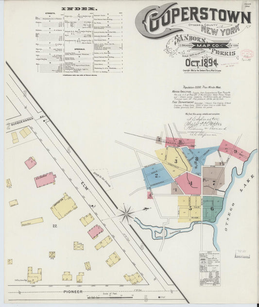 Sanborn Fire Insurance Map from Cooperstown, Otsego County, New York. (1894) – Historic Sanborn Fire Insurance Map Print