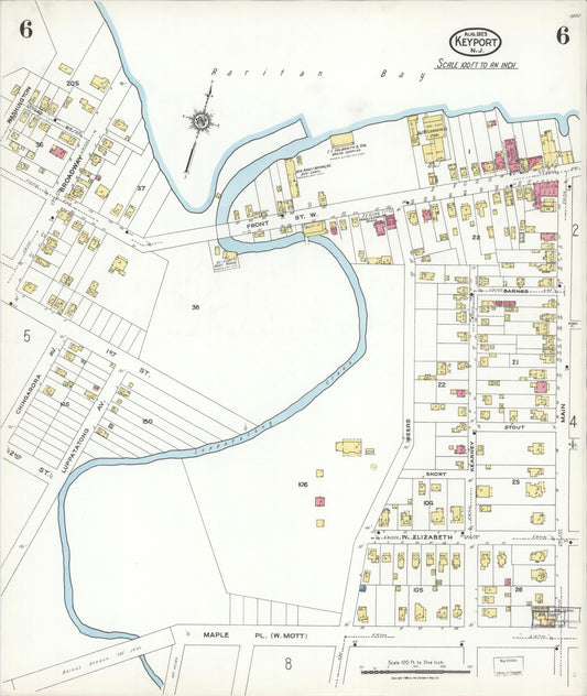 Sanborn Fire Insurance Map from Keyport, Monmouth County, New Jersey (1923), Sheet #0006 - Historic Sanborn Fire Insurance Map Print, vintage old map wall art, antique decor, genealogy gift, New Jersey New Jersey map