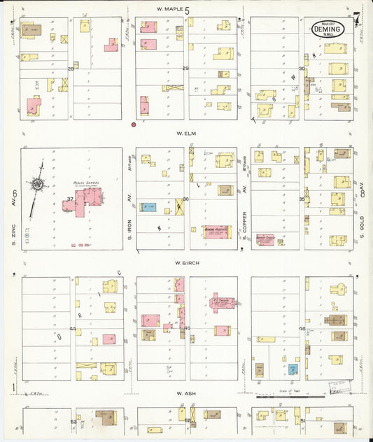 Sanborn Fire Insurance Map from Deming, Luna County, New Mexico (1917), Sheet #0007 - Historic Sanborn Fire Insurance Map Print, vintage old map wall art, antique decor, genealogy gift, New Mexico New Mexico map