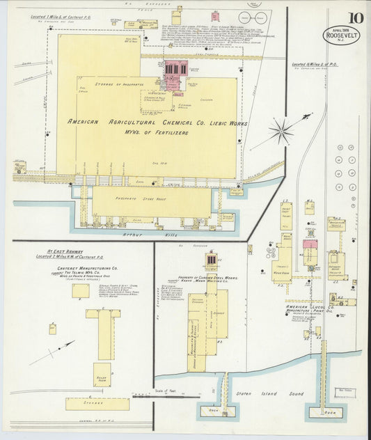 Sanborn Fire Insurance Map from Roosevelt, Middlesex County, New Jersey (1908), Sheet #0010 - Historic Sanborn Fire Insurance Map Print, vintage old map wall art, antique decor, genealogy gift, New Jersey New Jersey map