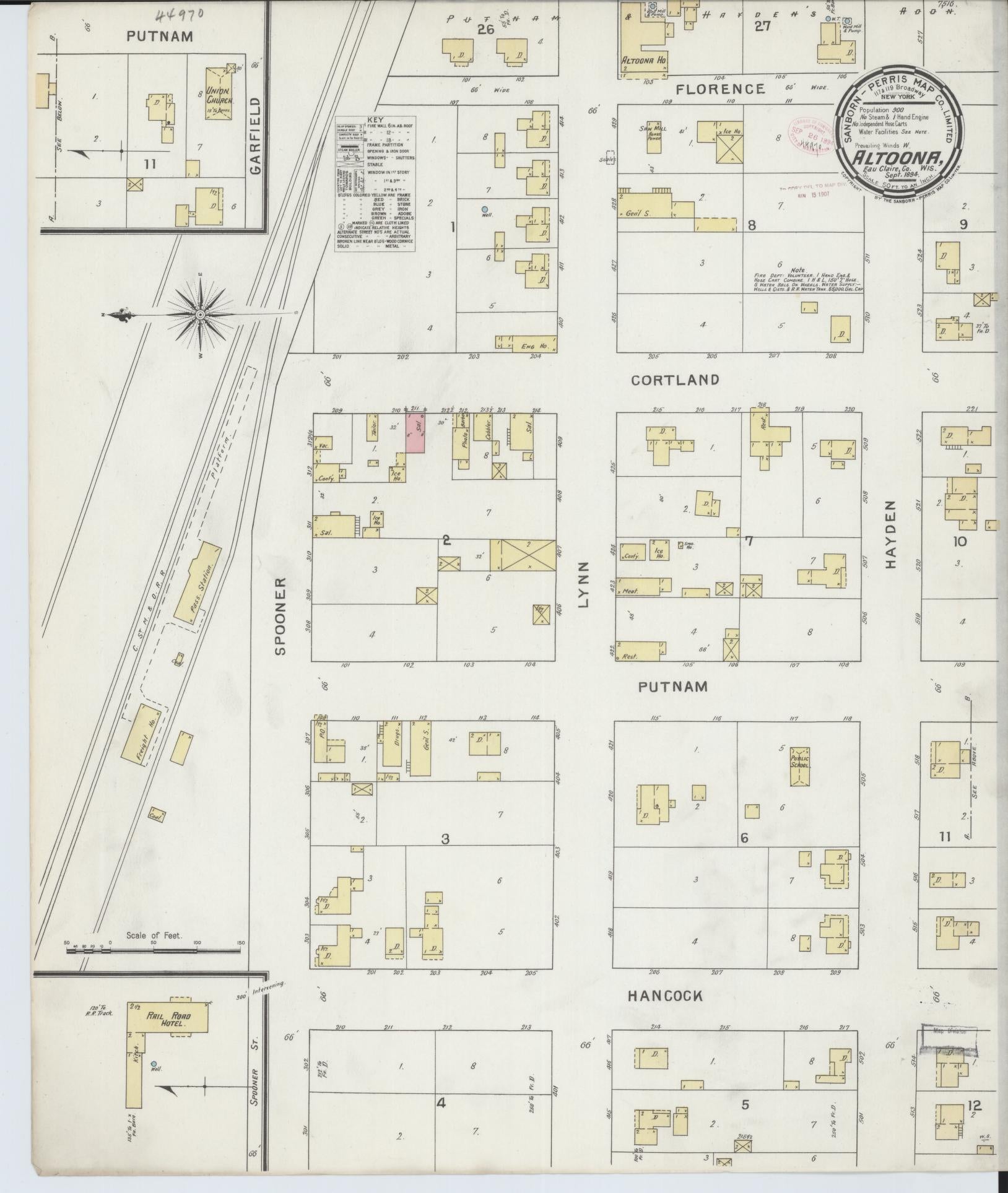 Sanborn Fire Insurance Map from Altoona, Eau Claire County, Wisconsin (1894), Sheet #0001 - Historic Sanborn Fire Insurance Map Print, vintage old map wall art, antique decor, genealogy gift, Wisconsin Wisconsin map