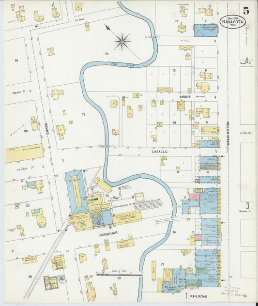 Sanborn Fire Insurance Map from Navasota, Grimes County, Texas (1906), Sheet #0005 - Historic Sanborn Fire Insurance Map Print, vintage old map wall art, antique decor, genealogy gift, Texas Texas map