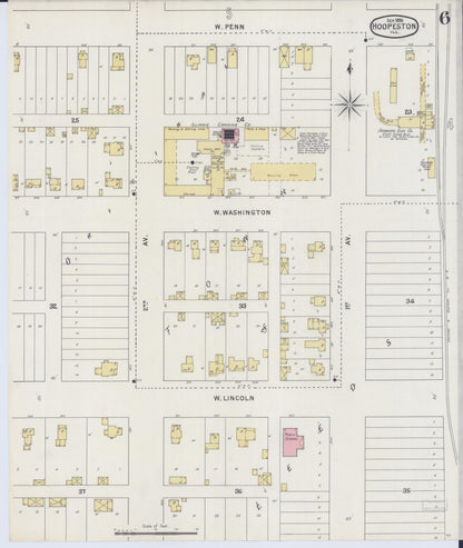 Sanborn Fire Insurance Map from Hoopeston, Vermilion County, Illinois (1895), Sheet #0006 - Complete Map Set gallery image, historic Sanborn map, vintage wall art, Illinois Illinois