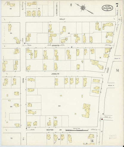 Sanborn Fire Insurance Map from Auburn, Androscoggin County, Maine (1914), Sheet #0007 - Complete Map Set gallery image, historic Sanborn map, vintage wall art, Maine Maine