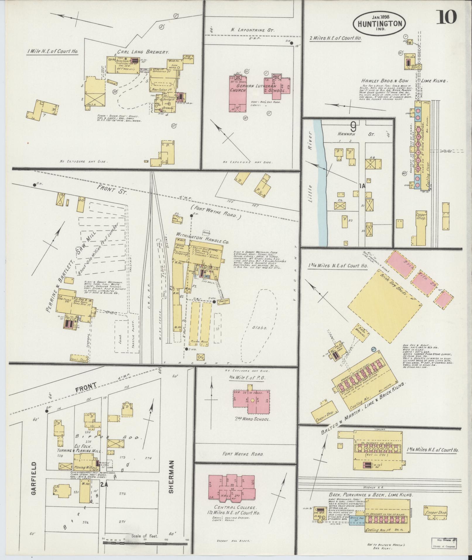 Sanborn Fire Insurance Map from Huntington, Huntington County, Indiana (1898), Sheet #0010 - Complete Map Set gallery image, historic Sanborn map, vintage wall art, Indiana Indiana