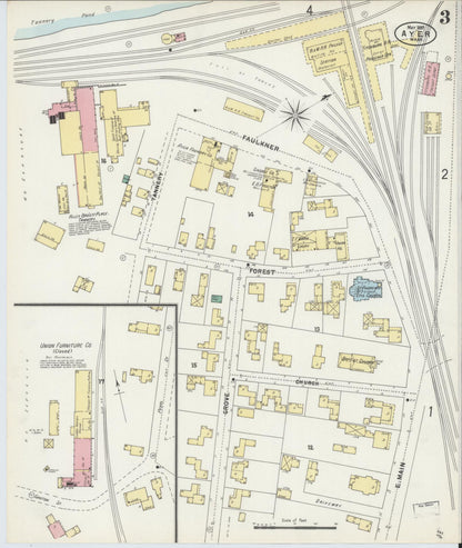 Sanborn Fire Insurance Map from Ayer, Middlesex County, Massachusetts (1897), Sheet #0003 - Complete Map Set gallery image, historic Sanborn map, vintage wall art, Massachusetts Massachusetts