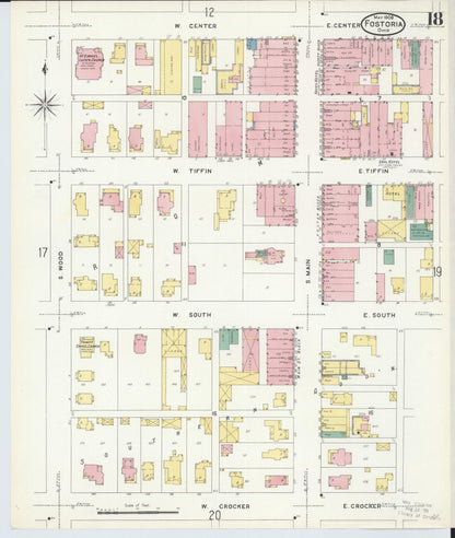 Sanborn Fire Insurance Map from Fostoria, Seneca, Hancock, And Wood Counties, Ohio (1908), Sheet #0018 - Historic Sanborn Fire Insurance Map Print, vintage old map wall art, antique decor, genealogy gift, Ohio Ohio map