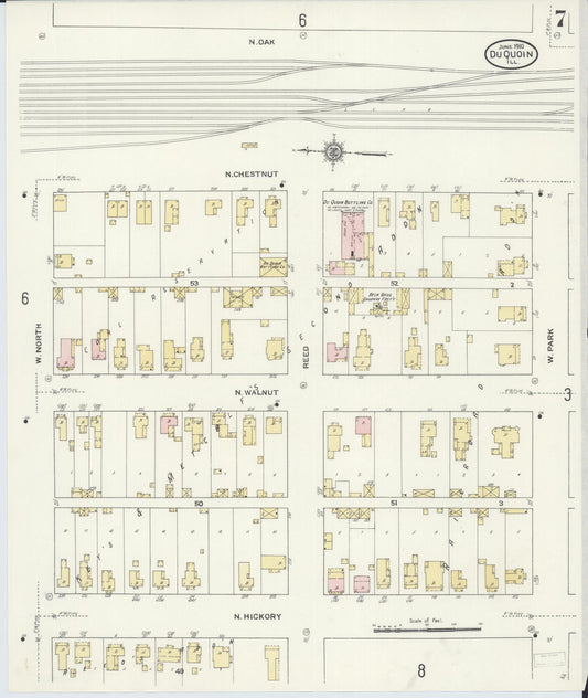 Sanborn Fire Insurance Map from Du Quoin, Perry County, Illinois (1910), Sheet #0007 - Historic Sanborn Fire Insurance Map Print, vintage old map wall art, antique decor, genealogy gift, Illinois Illinois map