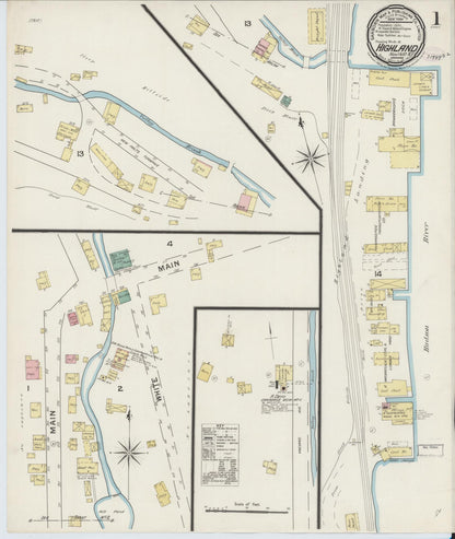 Sanborn Fire Insurance Map from Highland, Ulster County, New York (1887), Sheet #0001 - Complete Map Set gallery image, historic Sanborn map, vintage wall art, New York New York