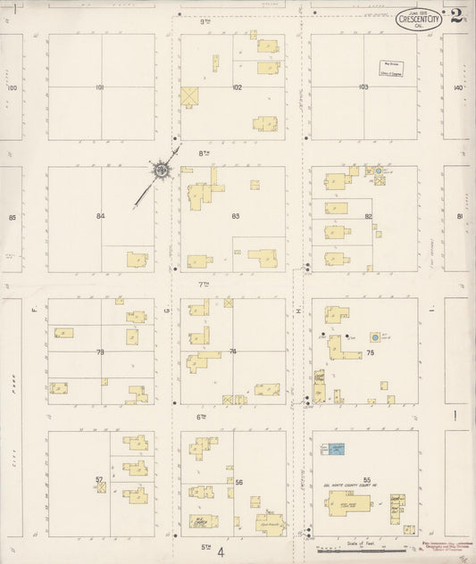 Sanborn Fire Insurance Map from Crescent City, Del Norte County, California (1915), Sheet #0002 - Historic Sanborn Fire Insurance Map Print, vintage old map wall art, antique decor, genealogy gift, California California map