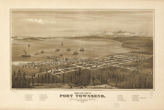 Bird's eye view of Port Townsend, Puget Sound, Washington Territory 1878. (1878) – Historic Bird’s-Eye View Panorama Print