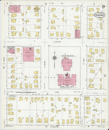 Sanborn Fire Insurance Map from Kewanee, Henry County, Illinois (1918), Sheet #0009 - Complete Map Set gallery image, historic Sanborn map, vintage wall art, Illinois Illinois