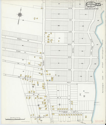 Sanborn Fire Insurance Map from Patchogue, Suffolk County, New York (1916), Sheet #0025 - Complete Map Set gallery image, historic Sanborn map, vintage wall art, New York New York