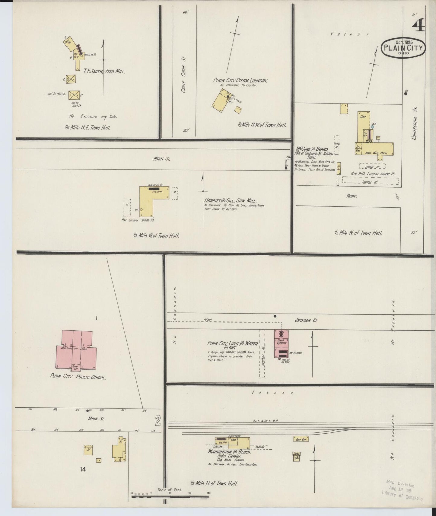 Sanborn Fire Insurance Map from Plain City, Madison And Union Counties, Ohio (1895), Sheet #0004 - Complete Map Set gallery image, historic Sanborn map, vintage wall art, Ohio Ohio