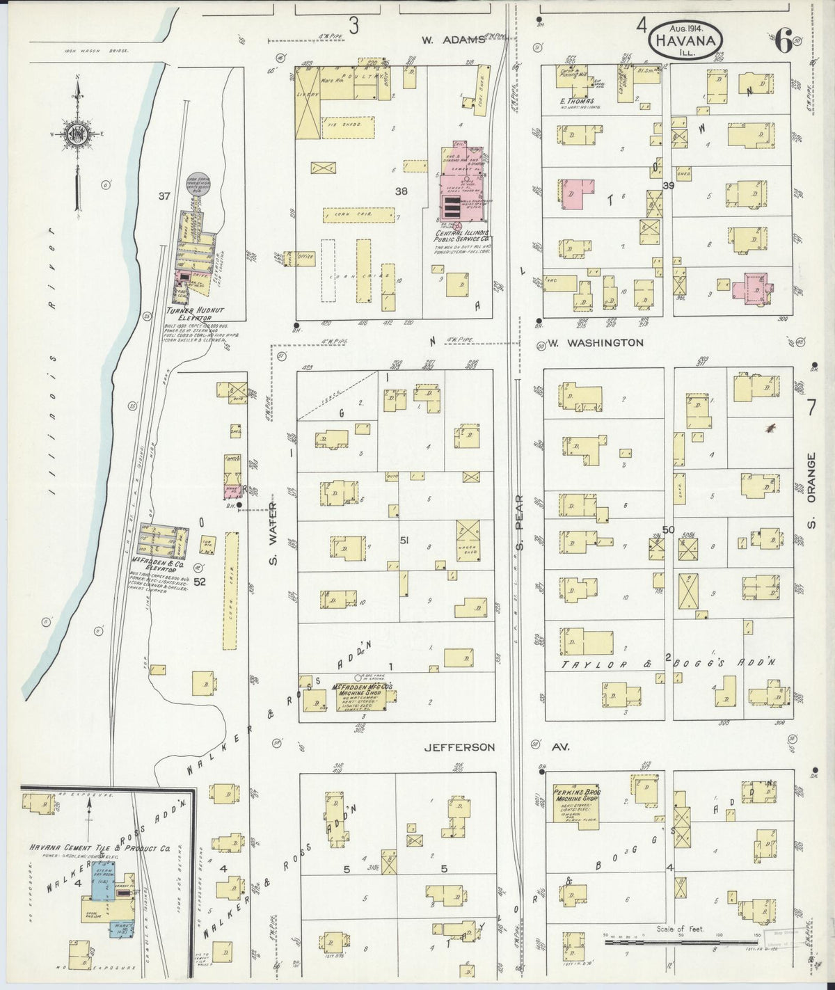 Sanborn Fire Insurance Map from Havana, Mason County, Illinois (1914), Sheet #0006 - Historic Sanborn Fire Insurance Map Print, vintage old map wall art, antique decor, genealogy gift, Illinois Illinois map