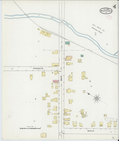 Sanborn Fire Insurance Map from Westfield, Tioga County, Pennsylvania (1894), Sheet #0004 - Historic Sanborn Fire Insurance Map Print, vintage old map wall art, antique decor, genealogy gift, Pennsylvania Pennsylvania map
