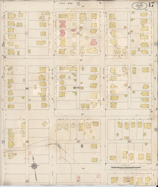 Sanborn Fire Insurance Map from Havre, Hill County, Montana (1943), Sheet #0017 - Historic Sanborn Fire Insurance Map Print, vintage old map wall art, antique decor, genealogy gift, Montana Montana map