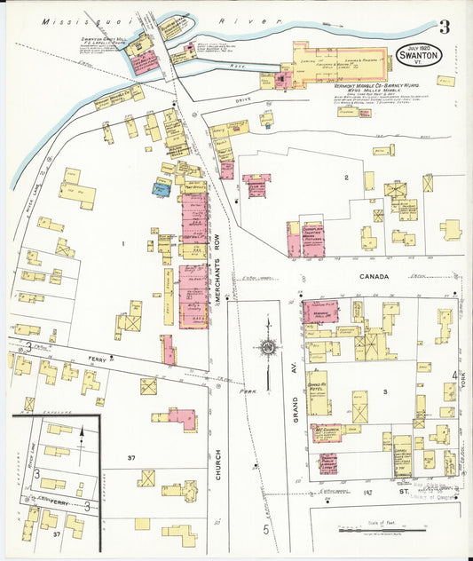Sanborn Fire Insurance Map from Swanton, Franklin County, Vermont (1920), Sheet #0003 - Historic Sanborn Fire Insurance Map Print, vintage old map wall art, antique decor, genealogy gift, Vermont Vermont map