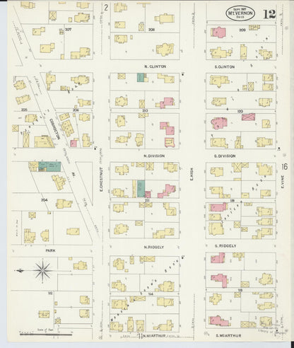 Sanborn Fire Insurance Map from Mount Vernon, Knox County, Ohio (1907), Sheet #0012 - Complete Map Set gallery image, historic Sanborn map, vintage wall art, Ohio Ohio