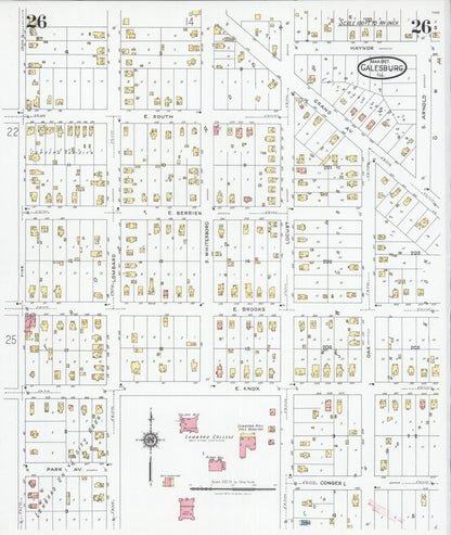 Sanborn Fire Insurance Map from Galesburg, Knox County, Illinois (1927), Sheet #0026 - Complete Map Set gallery image, historic Sanborn map, vintage wall art, Illinois Illinois