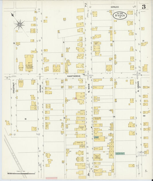 Sanborn Fire Insurance Map from Avoca, Luzerne County, Pennsylvania (1908), Sheet #0003 - Historic Sanborn Fire Insurance Map Print, vintage old map wall art, antique decor, genealogy gift, Pennsylvania Pennsylvania map
