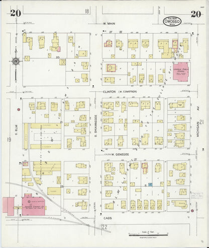Sanborn Fire Insurance Map from Owosso, Shiawassee County, Michigan (1924), Sheet #0020 - Complete Map Set gallery image, historic Sanborn map, vintage wall art, Michigan Michigan