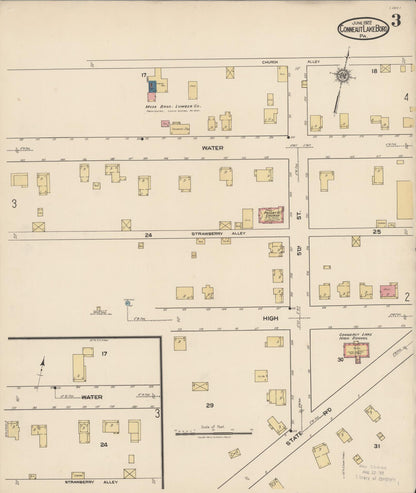 Sanborn Fire Insurance Map from Conneaut Lake Borough, Crawford County, Pennsylvania (1922), Sheet #0003 - Historic Sanborn Fire Insurance Map Print, vintage old map wall art, antique decor, genealogy gift, Pennsylvania Pennsylvania map