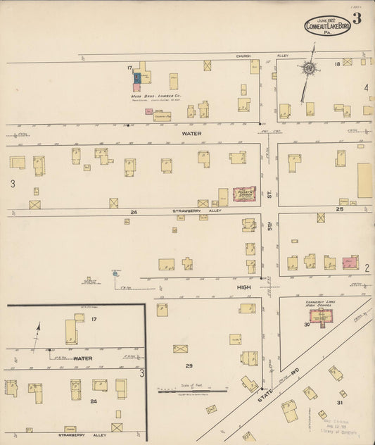 Sanborn Fire Insurance Map from Conneaut Lake Borough, Crawford County, Pennsylvania (1922), Sheet #0003 - Historic Sanborn Fire Insurance Map Print, vintage old map wall art, antique decor, genealogy gift, Pennsylvania Pennsylvania map
