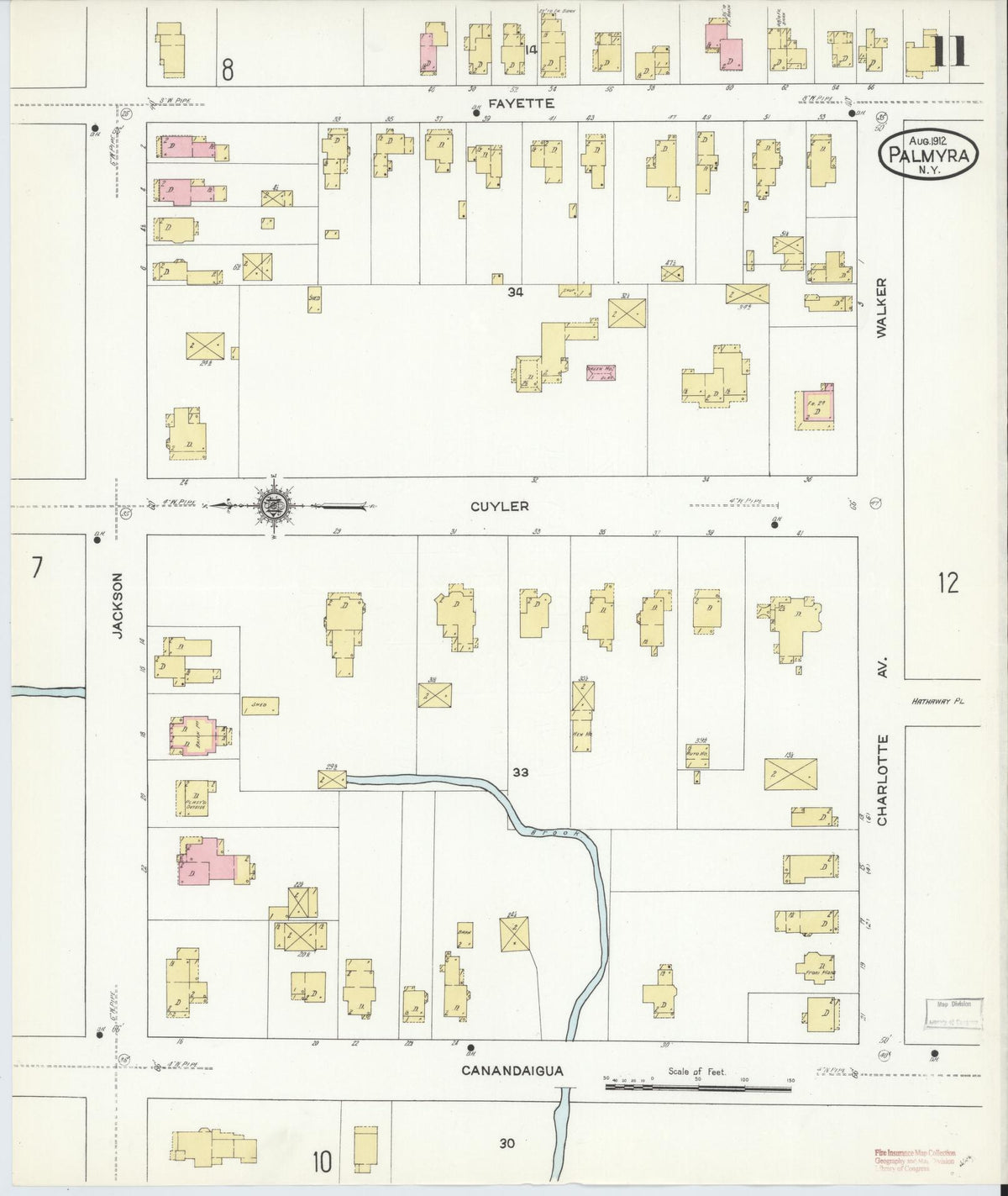 Sanborn Fire Insurance Map from Palmyra, Wayne County, New York (1912), Sheet #0011 - Complete Map Set gallery image, historic Sanborn map, vintage wall art, New York New York