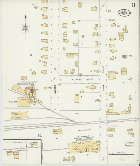 Sanborn Fire Insurance Map from Oakfield, Genesee County, New York (1905), Sheet #0003 - Historic Sanborn Fire Insurance Map Print, vintage old map wall art, antique decor, genealogy gift, New York New York map