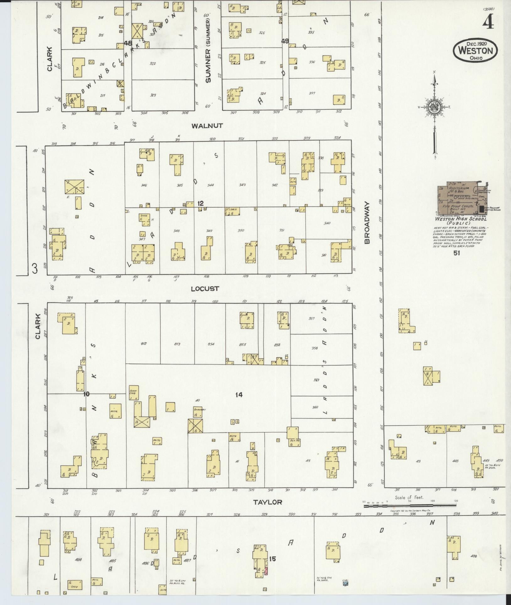 Sanborn Fire Insurance Map from Weston, Wood County, Ohio (1920), Sheet #0004 - Complete Map Set gallery image, historic Sanborn map, vintage wall art, Ohio Ohio