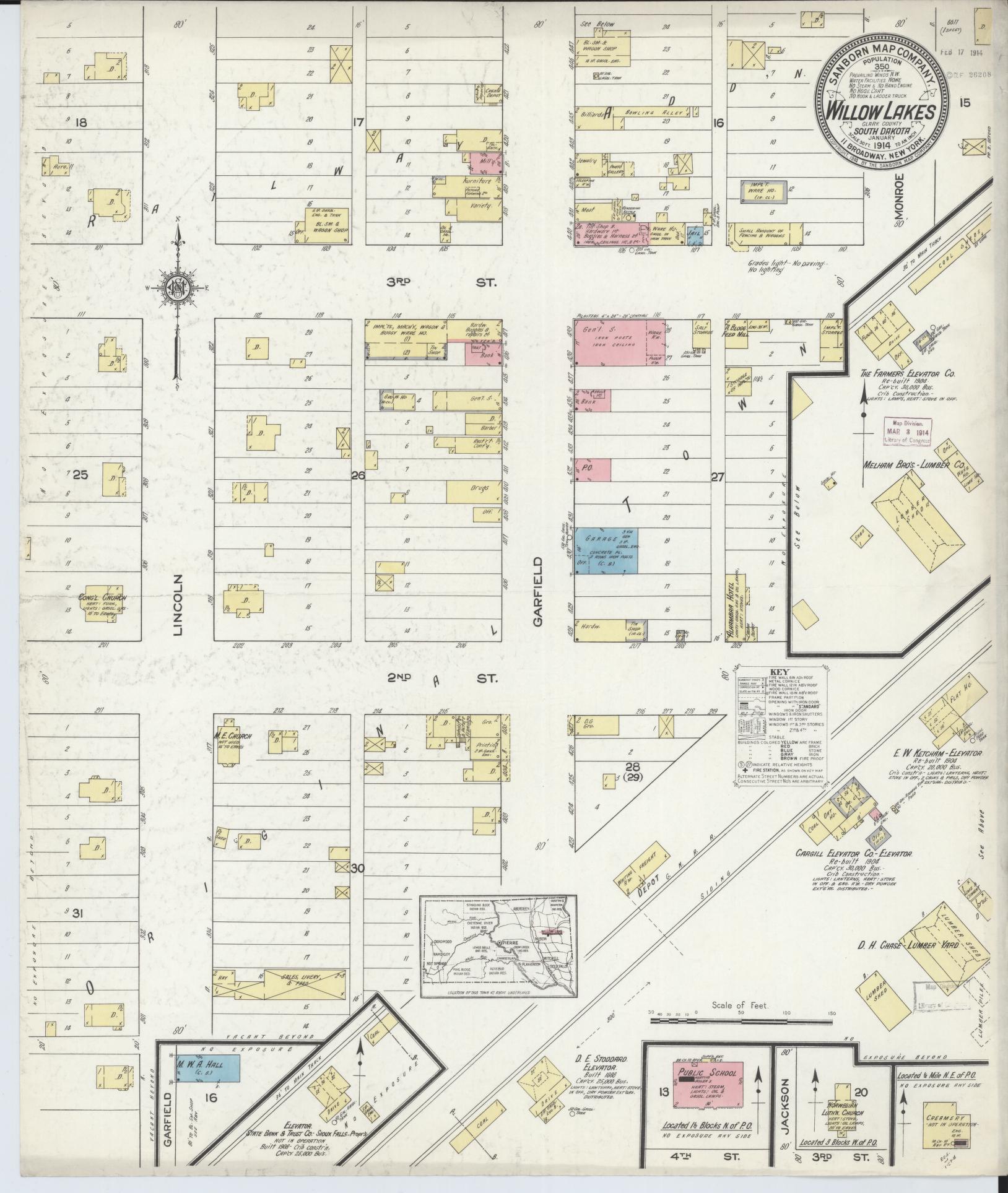 Sanborn Fire Insurance Map from Willow Lake, Clark County, South Dakota. (1914) – Historic Sanborn Fire Insurance Map Print