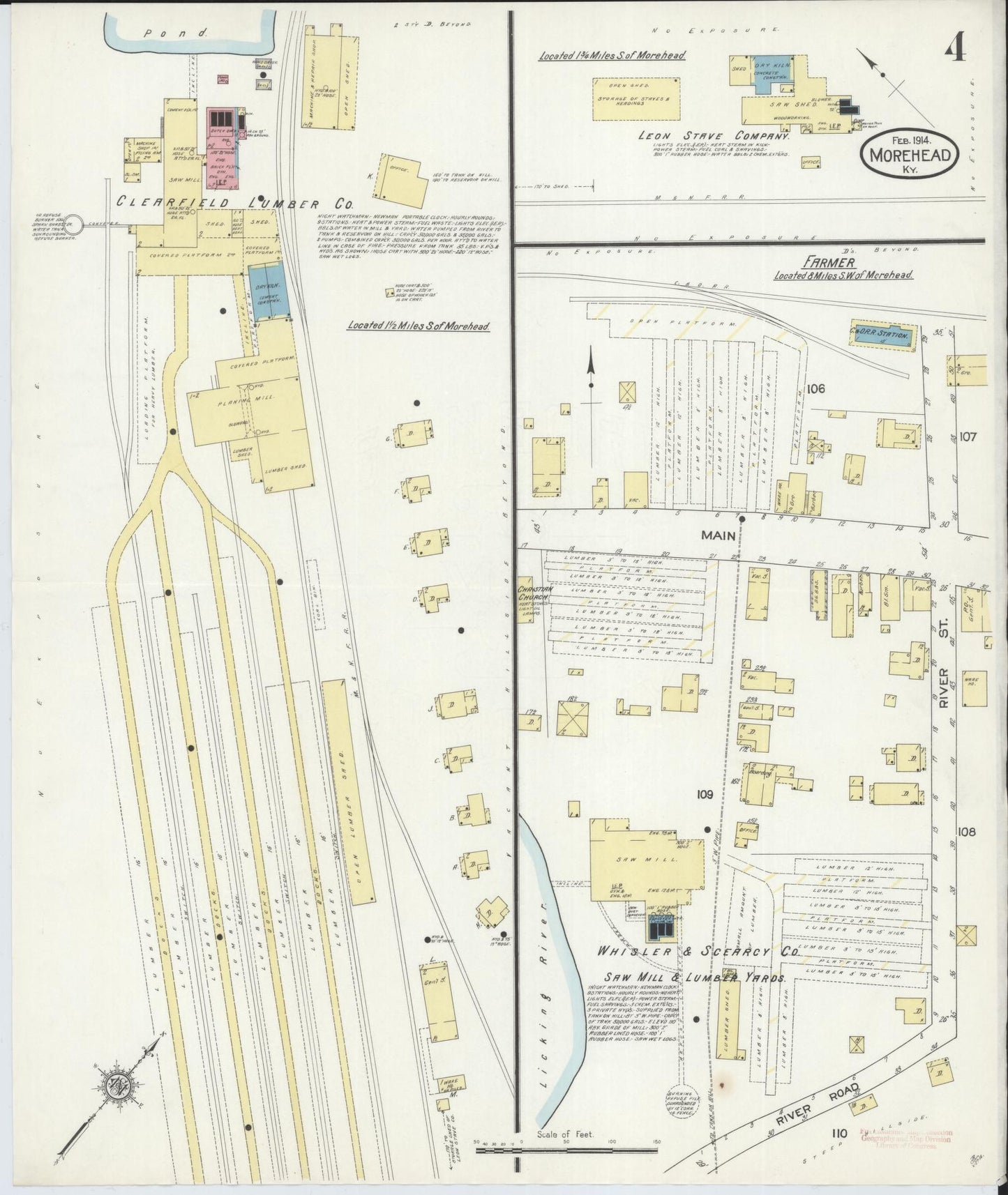 Sanborn Fire Insurance Map from Morehead, Rowan County, Kentucky (1914), Sheet #0004 - Historic Sanborn Fire Insurance Map Print, vintage old map wall art, antique decor, genealogy gift, Kentucky Kentucky map