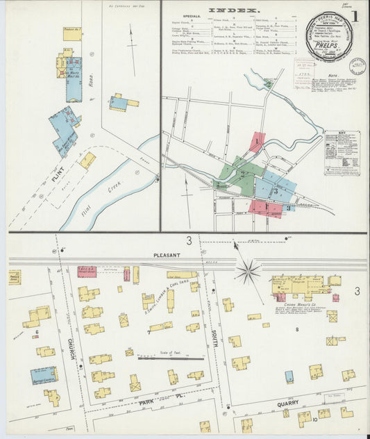 Sanborn Fire Insurance Map from Phelps, Ontario County, New York (1899), Sheet #0001 - Historic Sanborn Fire Insurance Map Print, vintage old map wall art, antique decor, genealogy gift, New York New York map