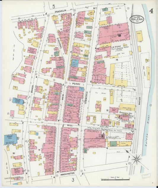 Sanborn Fire Insurance Map from Galena, Jo Daviess County, Illinois (1898), Sheet #0004 - Historic Sanborn Fire Insurance Map Print, vintage old map wall art, antique decor, genealogy gift, Illinois Illinois map