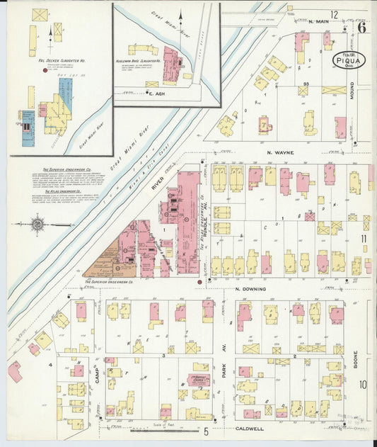 Sanborn Fire Insurance Map from Piqua, Miami County, Ohio (1911), Sheet #0006 - Historic Sanborn Fire Insurance Map Print, vintage old map wall art, antique decor, genealogy gift, Ohio Ohio map
