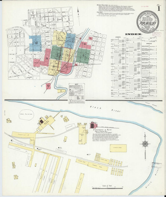 Sanborn Fire Insurance Map from Poplar Bluff, Butler County, Missouri (1910), Sheet #0001 - Complete Map Set gallery image, historic Sanborn map, vintage wall art, Missouri Missouri