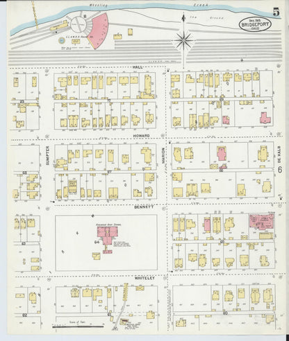 Sanborn Fire Insurance Map from Bridgeport, Belmont County, Ohio (1903), Sheet #0005 - Historic Sanborn Fire Insurance Map Print, vintage old map wall art, antique decor, genealogy gift, Ohio Ohio map
