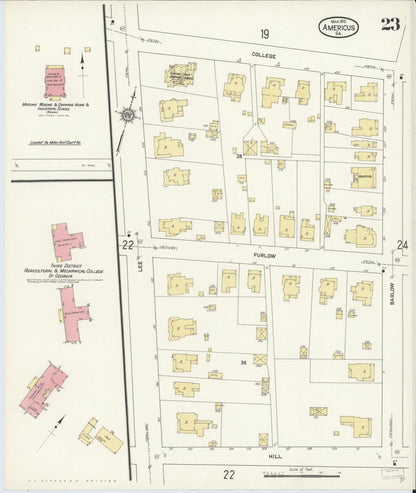 Sanborn Fire Insurance Map from Americus, Sumter County, Georgia (1912), Sheet #0023 - Complete Map Set gallery image, historic Sanborn map, vintage wall art, Georgia Georgia