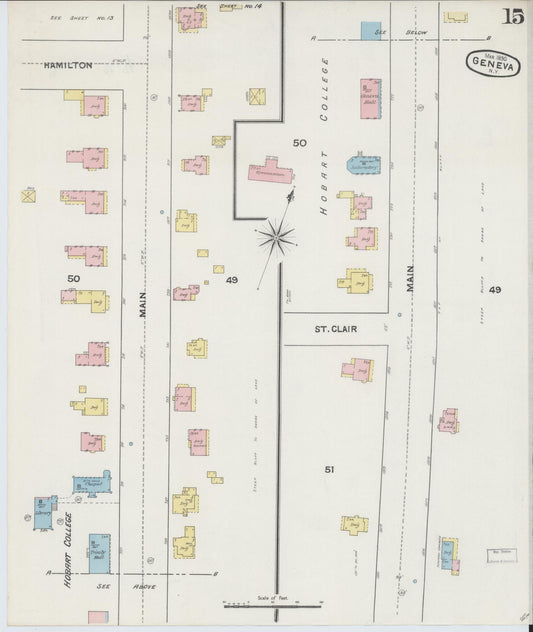Sanborn Fire Insurance Map from Geneva, Ontario County, New York (1890), Sheet #0015 - Historic Sanborn Fire Insurance Map Print, vintage old map wall art, antique decor, genealogy gift, New York New York map