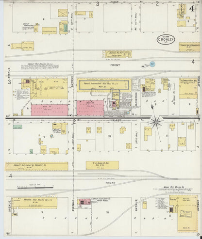 Sanborn Fire Insurance Map from Crowley, Acadia Parish, Louisiana (1898), Sheet #0004 - Complete Map Set gallery image, historic Sanborn map, vintage wall art, Louisiana Louisiana