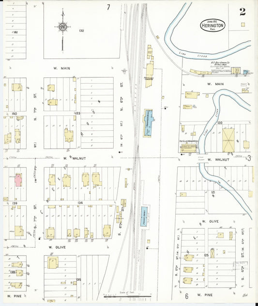 Sanborn Fire Insurance Map from Herington, Dickinson County, Kansas (1912), Sheet #0002 - Historic Sanborn Fire Insurance Map Print, vintage old map wall art, antique decor, genealogy gift, Kansas Kansas map