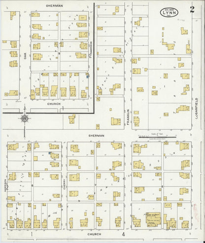 Sanborn Fire Insurance Map from Lynn, Randolph County, Indiana (1920), Sheet #0002 - Historic Sanborn Fire Insurance Map Print, vintage old map wall art, antique decor, genealogy gift, Indiana Indiana map