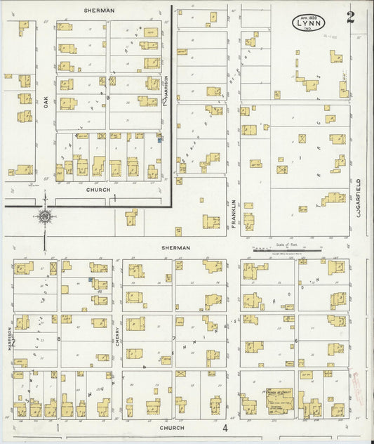 Sanborn Fire Insurance Map from Lynn, Randolph County, Indiana (1920), Sheet #0002 - Historic Sanborn Fire Insurance Map Print, vintage old map wall art, antique decor, genealogy gift, Indiana Indiana map