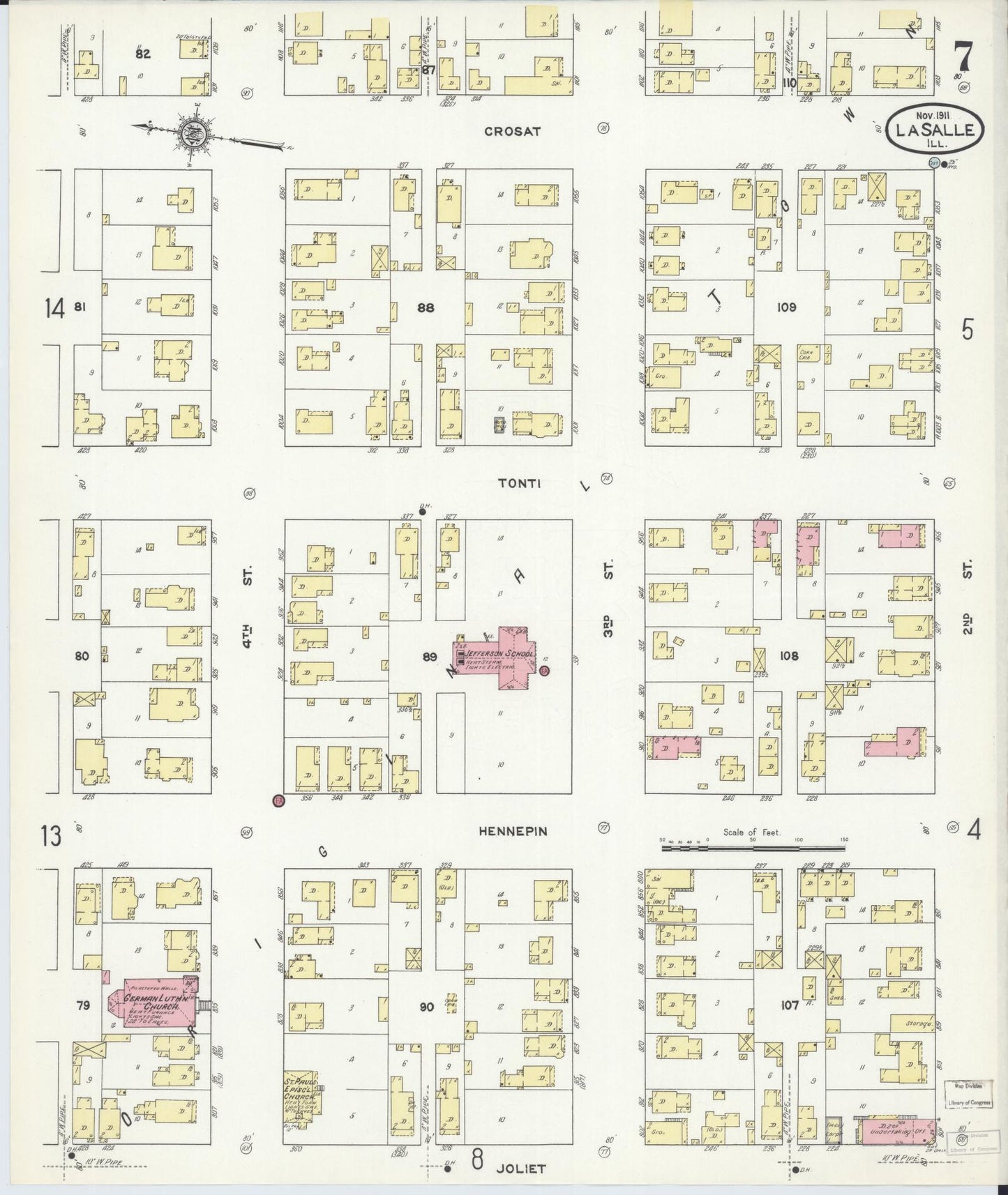 Sanborn Fire Insurance Map from La Salle, La Salle County, Illinois (1911), Sheet #0007 - Historic Sanborn Fire Insurance Map Print, vintage old map wall art, antique decor, genealogy gift, Illinois Illinois map