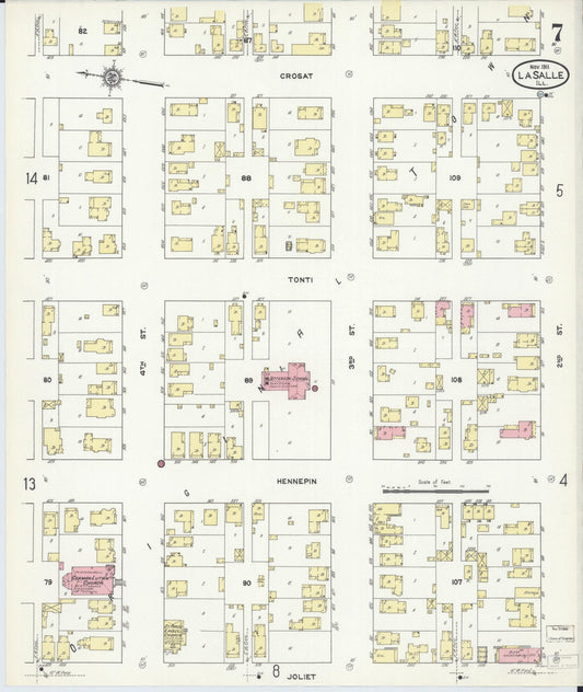 Sanborn Fire Insurance Map from La Salle, La Salle County, Illinois (1911), Sheet #0007 - Historic Sanborn Fire Insurance Map Print, vintage old map wall art, antique decor, genealogy gift, Illinois Illinois map