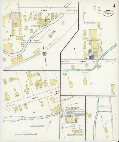 Sanborn Fire Insurance Map from Troy, Bradford County, Pennsylvania (1911), Sheet #0004 - Historic Sanborn Fire Insurance Map Print, vintage old map wall art, antique decor, genealogy gift, Pennsylvania Pennsylvania map